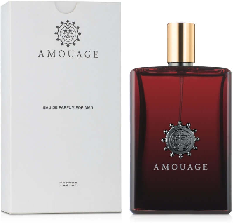 Amouage Lyric Men 100ml/3.4oz Tester, bottle with cap and tester box, a rich fragrance blending rose, lime, and incense.
