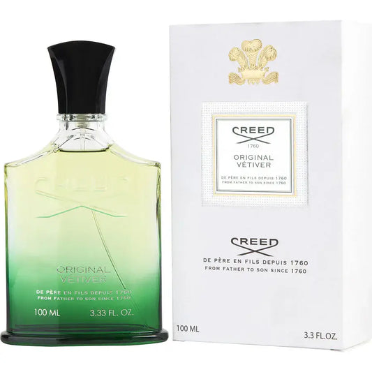 Creed Original Vetiver with white tester box, green bottle shown with black cap