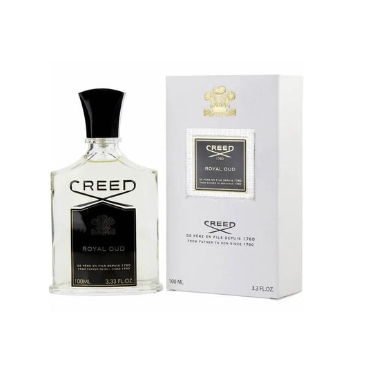 Creed Royal Oud fragrance with white tester box, bottle shown with black cap