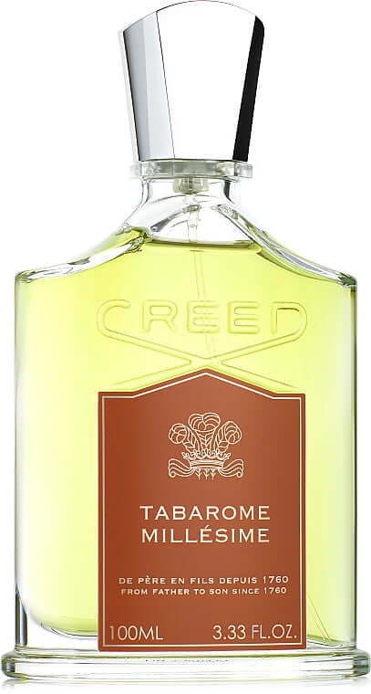 Tabarome Millesime by Creed in classic curved flacon with silver cap and front-facing emblem