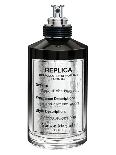 Maison Margiela Replica Soul of the Forest EDP 100ml bottle – niche unisex fragrance with notes of sap and ancient wood, launched in 2016.