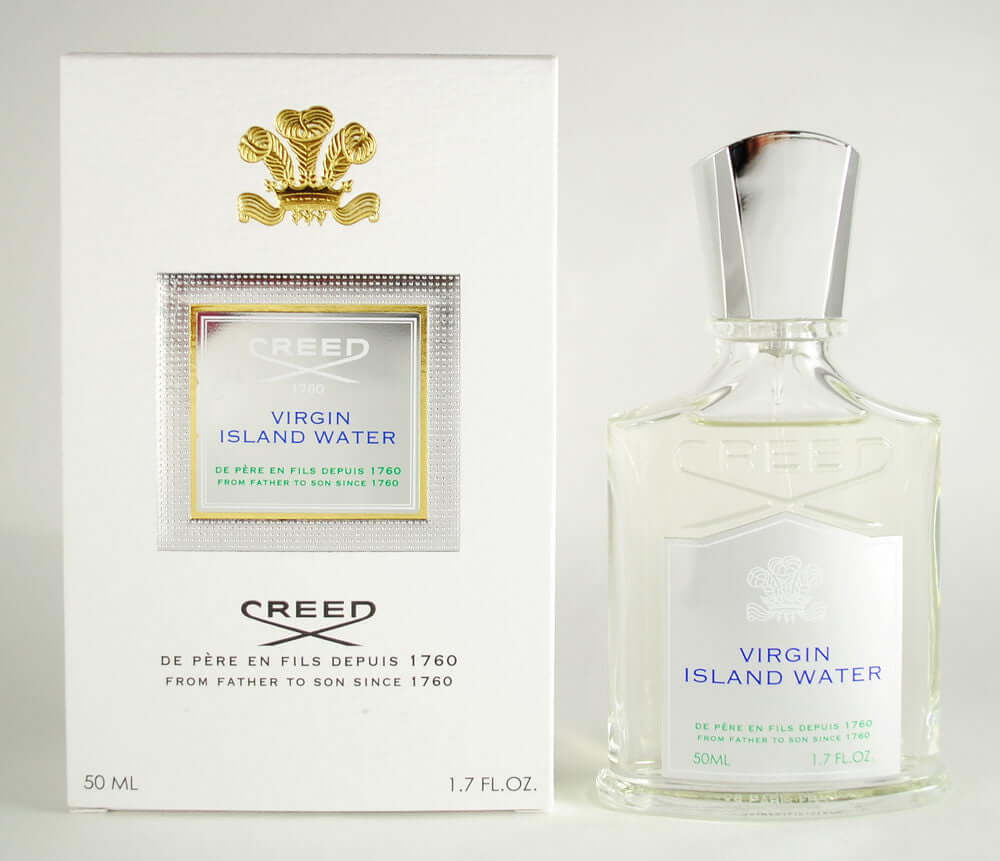 Tester set of Virgin Island Water fragrance displayed in branded white box with golden emblem