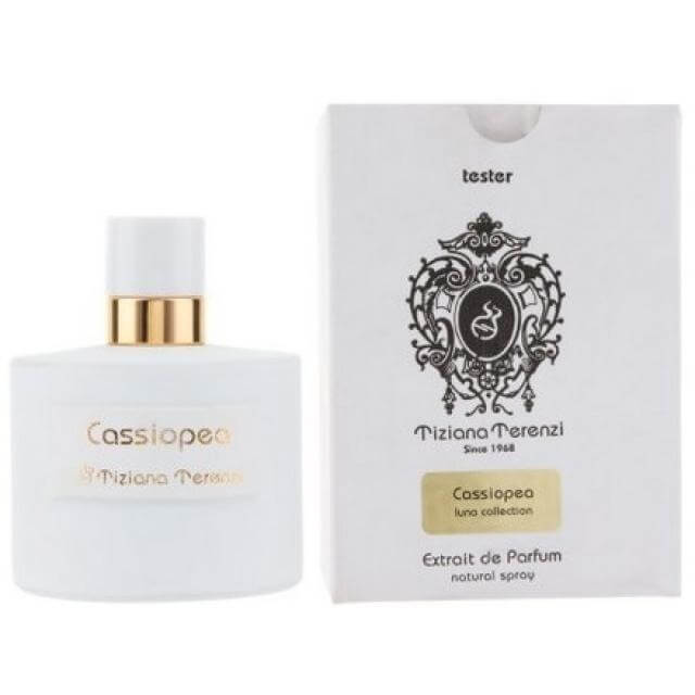 Tiziana Terenzi Cassiopea 100ml/3.4oz Unisex Tester – elegant oriental floral fragrance bottle with cap and tester box