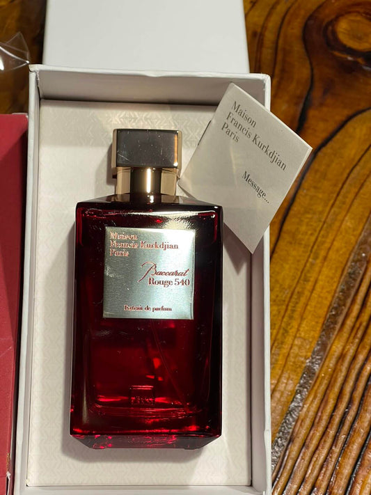 Baccarat Rouge 540 Extrait in box with gold cap, tester format, indoor setting