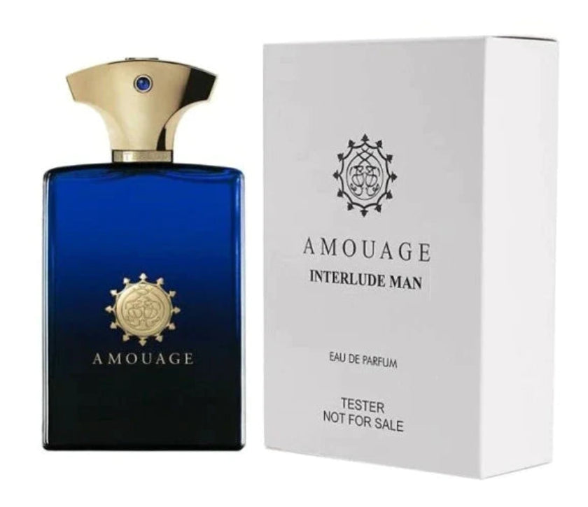 Amouage Interlude Man 100ml/3.4oz EDP Tester, bottle with cap and tester box, rich, smoky fragrance with amber, incense, and oud. Amouage perfumes