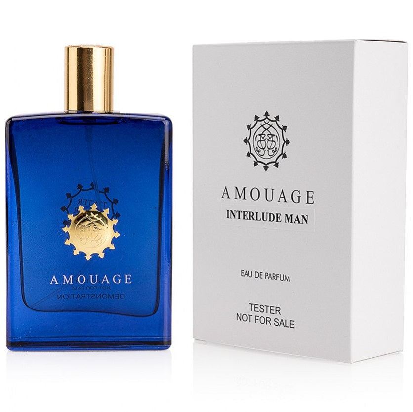 Amouage Interlude Man 100ml/3.4oz EDP Tester, bottle with cap and tester box, deep, smoky scent with amber, oud, and spices. Amouage perfumes