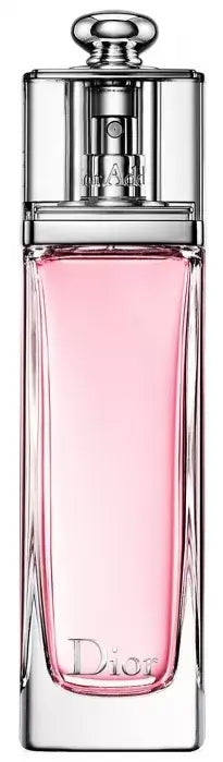 Addict Eau Fraiche by Dior captured in narrow flacon with transparent cap and clean silhouette