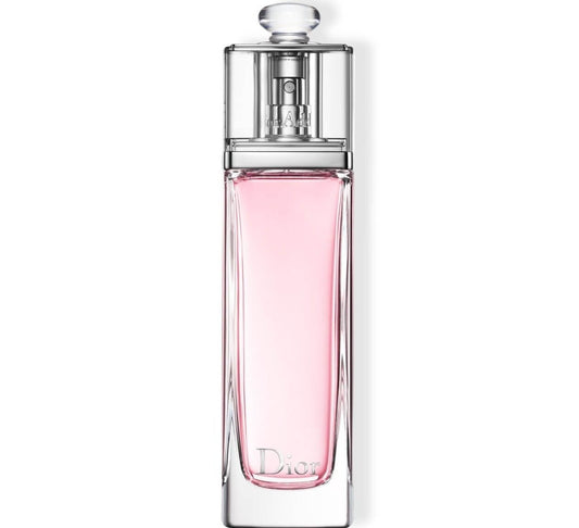 Christian Dior Addict Eau Fraiche tester in tall sleek bottle with silver atomizer and pink liquid