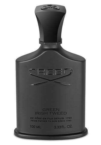 Creed Green Irish Tweed Black Edition tester in matte black bottle with embossed logo and rounded shoulders