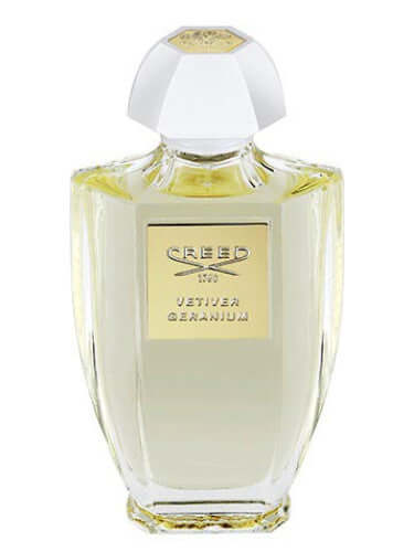 Creed Vanisia tester bottle with faceted white cap and golden front plate, elegant feminine design