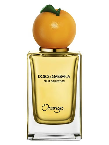 Bright citrus bottle of Dolce & Gabbana Orange EDT 150ml with sculpted orange cap and clear glass design