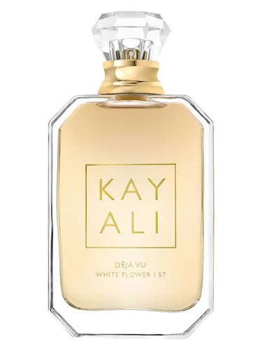 KAYALI Déjà Vu White Flower 57 EDP 100ml bottle with gold-toned cap and faceted crystal top, floral-amber fragrance for women