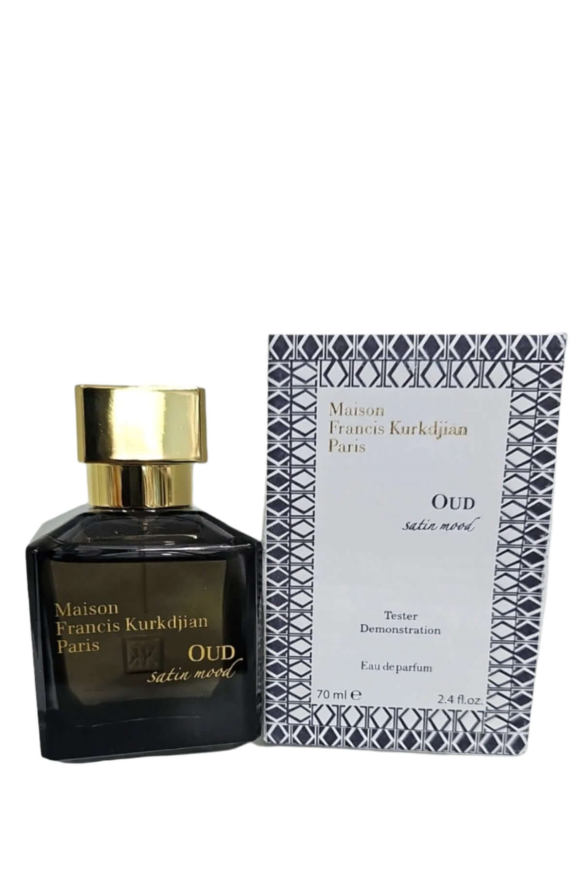 Maison Francis Kurkdjian Oud Satin Mood Unisex 70ml/2.4oz EDP Tester, fragrance bottle with cap, luxury unisex scent, includes tester box, elegant and sophisticated perfume. Maison Francis Kurkdjian perfumes