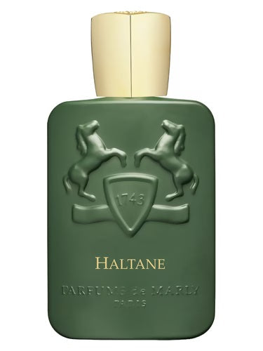 Parfums de Marly Haltane Royal Essence EDP 125ml – elegant woody-aromatic men’s fragrance in a matte green bottle with embossed horse emblem and gold cap.