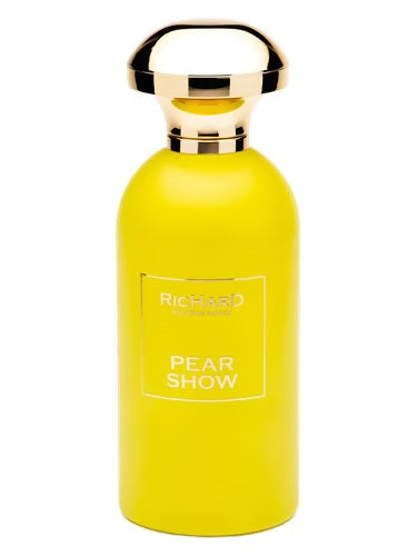 RicHard Pear Show Eau de Parfum 100ml in a sleek yellow bottle with gold cap, featuring fresh pear and floral fragrance notes.
