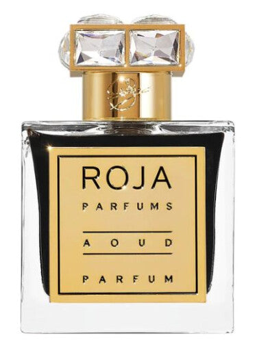Roja Dove Aoud unisex fragrance in rectangular bottle with luxurious cap and bold gold detailing