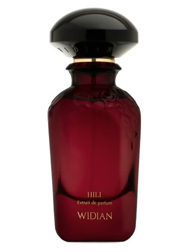 WIDIAN Hili Extrait de Parfum 50ml – deep red luxury niche fragrance bottle from the Velvet Collection, oriental floral scent.