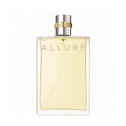 Chanel Allure Women perfume bottle with gold-toned cap and minimalist rectangular design