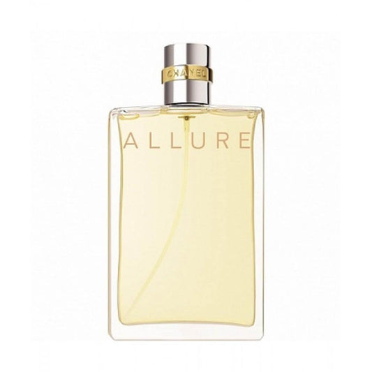 Chanel Allure Women perfume bottle with gold-toned cap and minimalist rectangular design