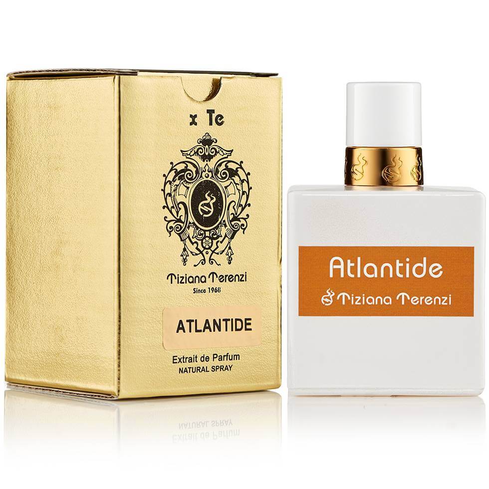 Tiziana Terenzi Atlantide 100ml tester with elegant white bottle and branded gold box