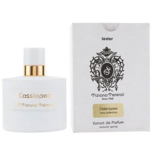 Tiziana Terenzi Cassiopea 100ml/3.4oz Unisex Tester – elegant oriental floral fragrance bottle with cap and tester box